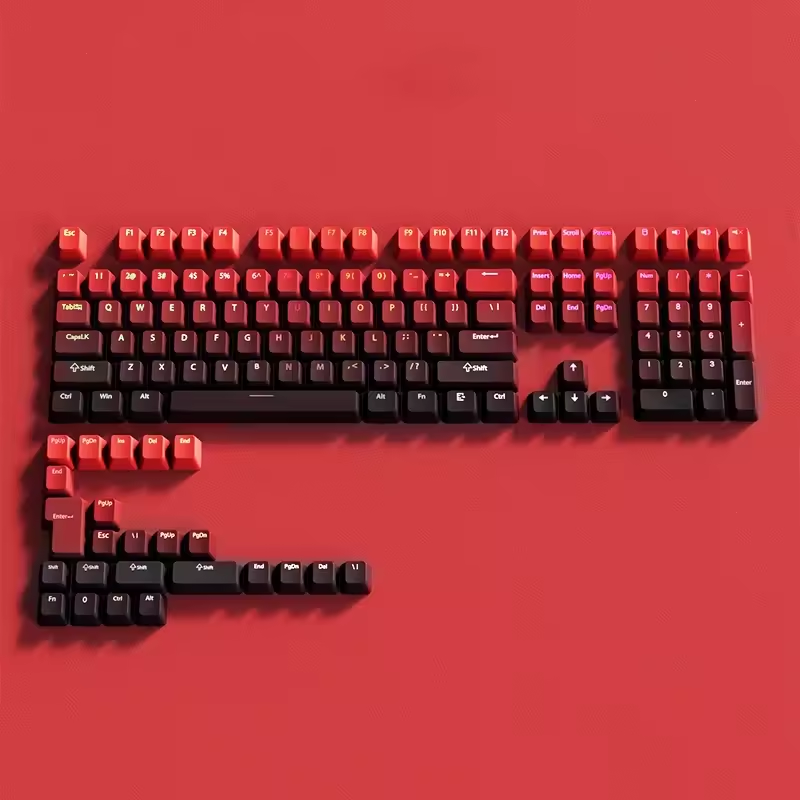Black Red Gradient Backlit RGB Keycap Set