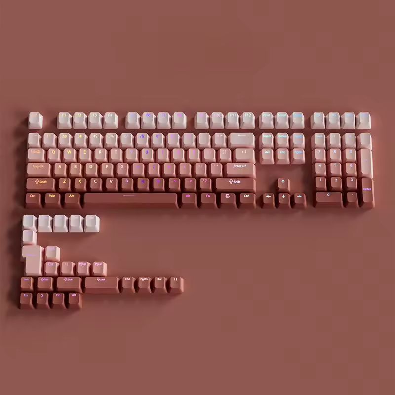 White Brown Gradient Backlit RGB Keycap Set